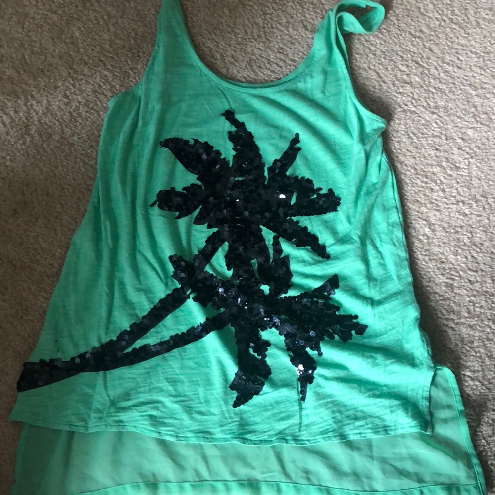 lime palm green express bedazzled tank